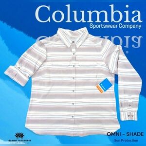 NWT- Columbia Pilsner Peak Convertible Sleeve Button Down Shirt in Cloudburst XL